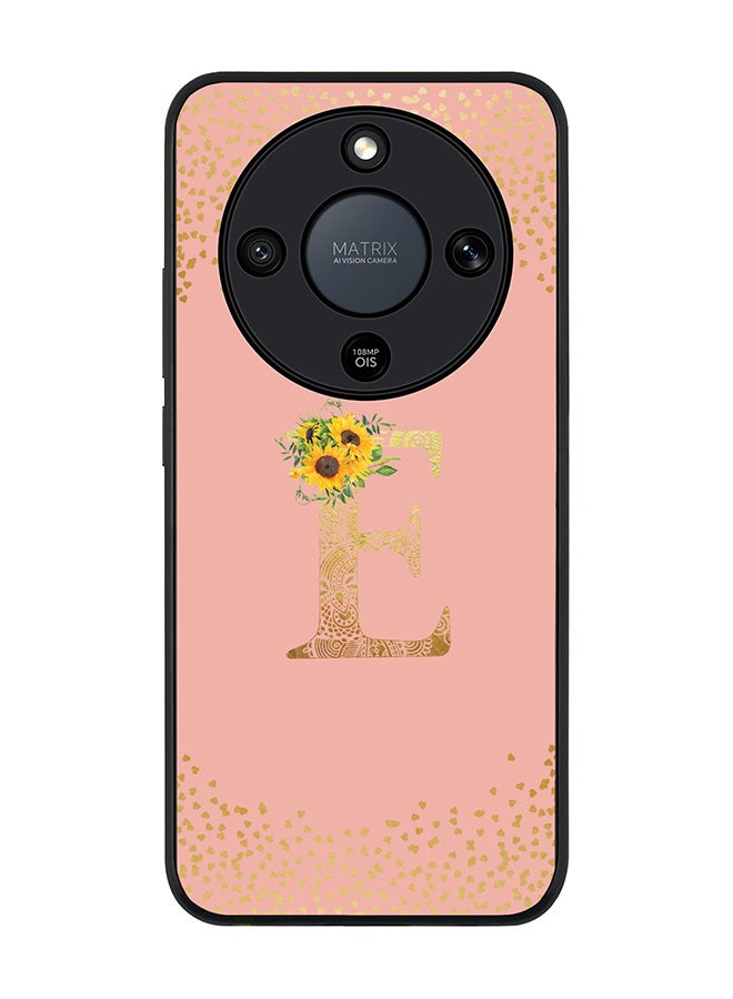 For Honor X9d / Magic8 Lite / X70 Case,Slim fit Camera Protection, Shockproof Thin Phone cover  - Custom Floral Monogram - E  (Rose Pink )